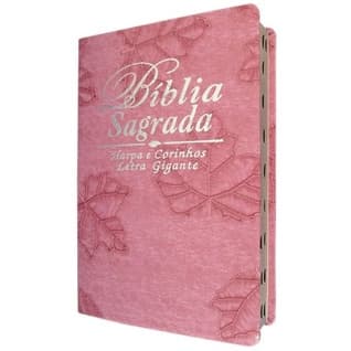 Bíblia Sagrada com Harpa Cristã que é Ideal para Jovens e Adolescentes tem Tamanho Grande Harpa Índice na lateral e Capa Luxo cor Rosa Claro