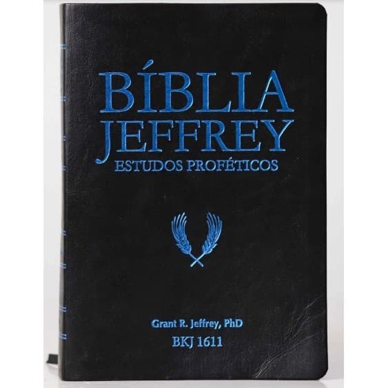 Kit Bíblia Jeffrey Estudos Proféticos – Capa Preta/Azul premium luxo + Bíblia capa coroa