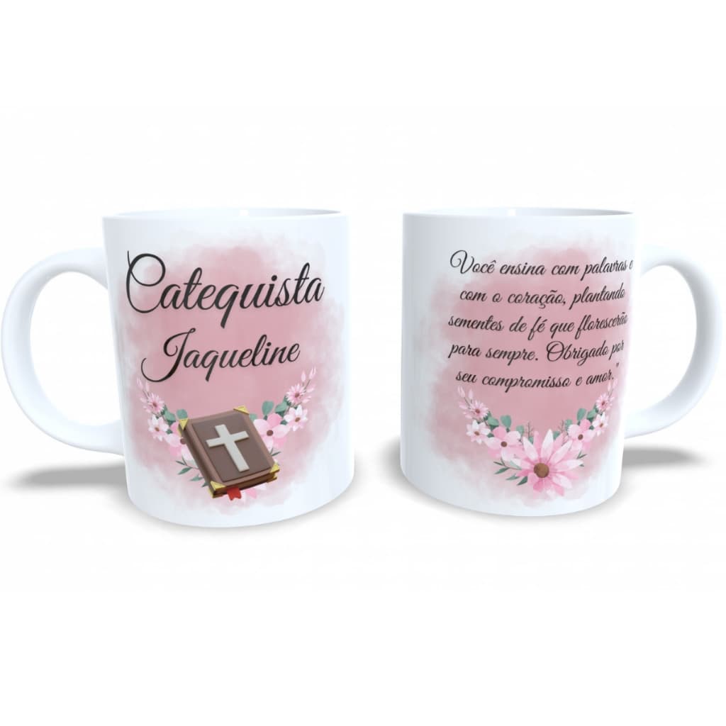 Caneca Cerâmica Personalizada Catequista Católica Cristã religiosa religião evangelização presente cristão
