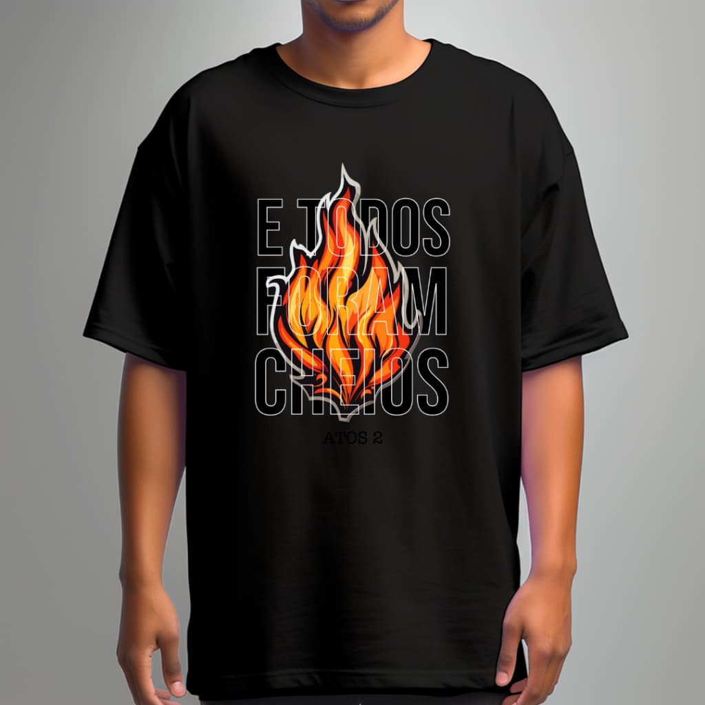Camiseta gospel "e todos foram cheios" camiseta personalizada. Camiseta cristã
