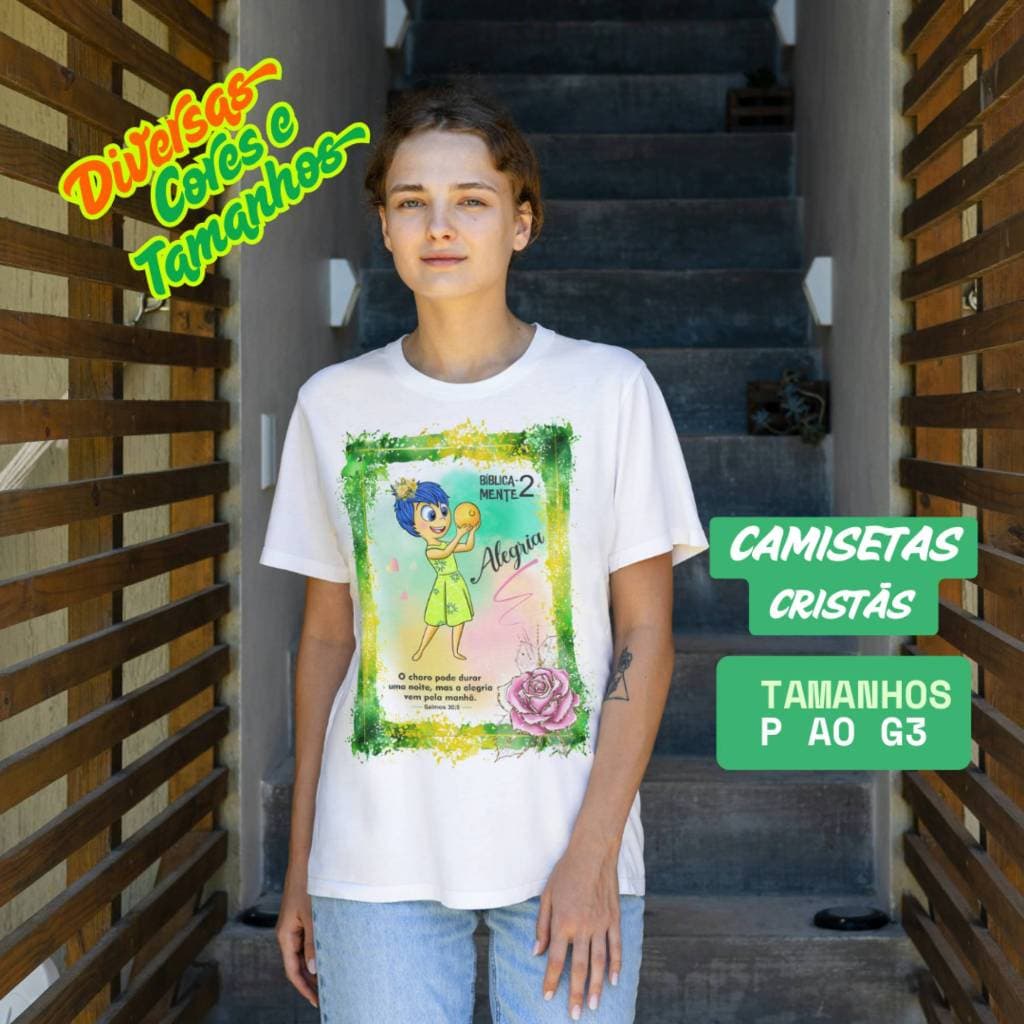 Camiseta Alegria, camiseta feminina cristã, camiseta plus size femina, blusa feminina plus size, camiseta personalizadas