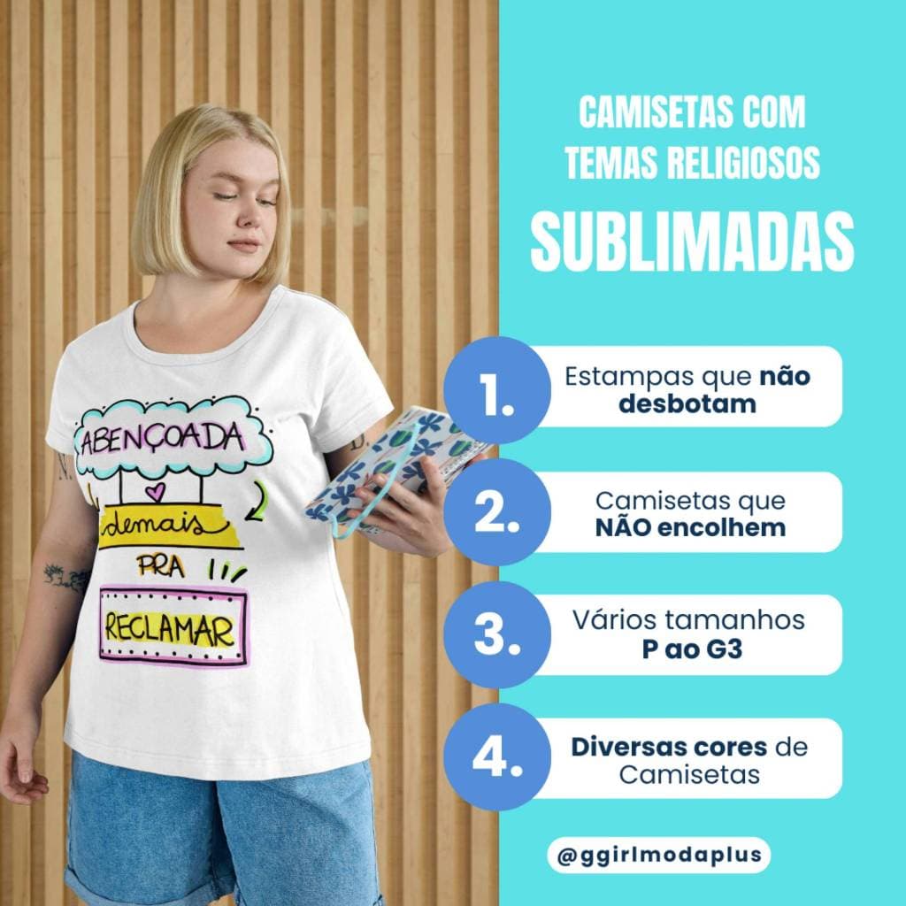 Camiseta Abençoada demais P ao G3, camiseta feminina, blusa feminina, camiseta cristã, blusas com estampas duráveis lind