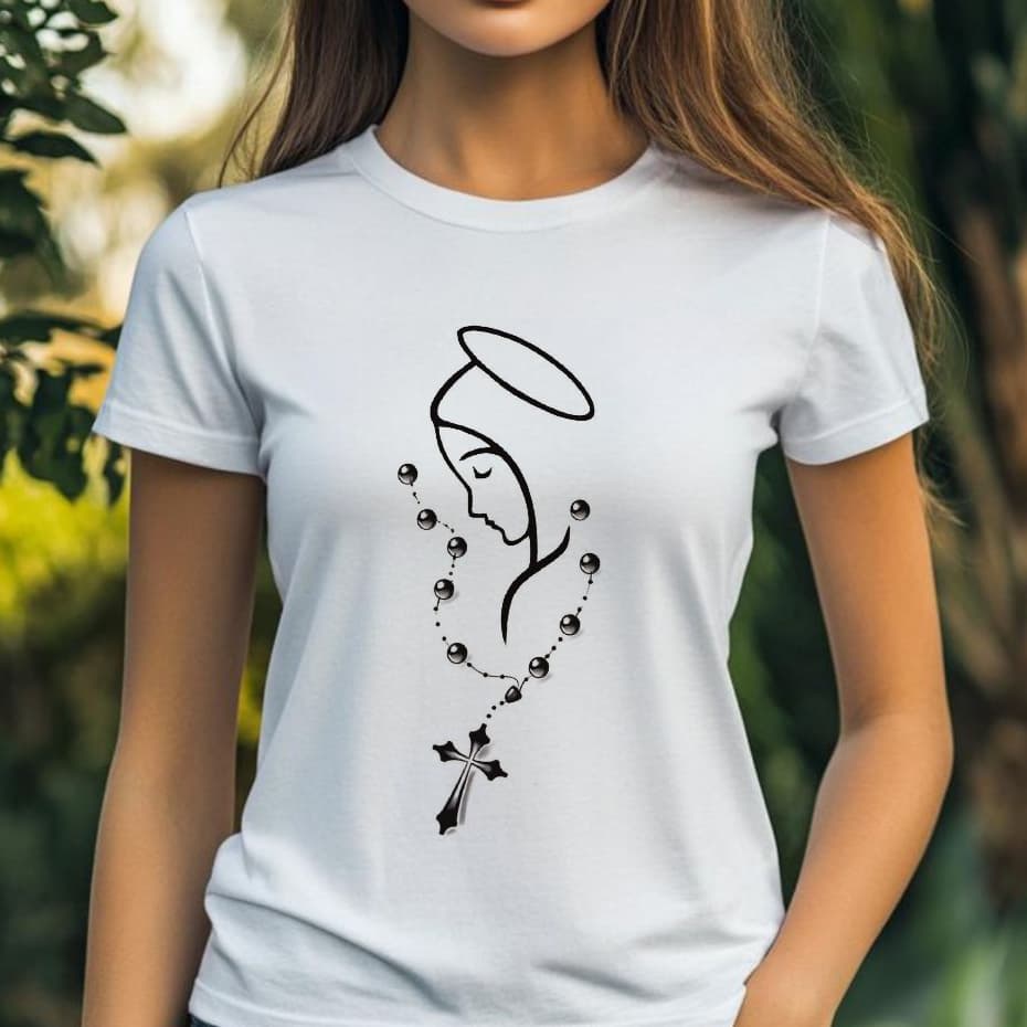 Blusa tshirt feminina CRISTÃ,CATÓLICA,NOSSA SENHORA TERÇO,CAMISETA UNISSEX, camiseta tshirt cristã, gospel plus size