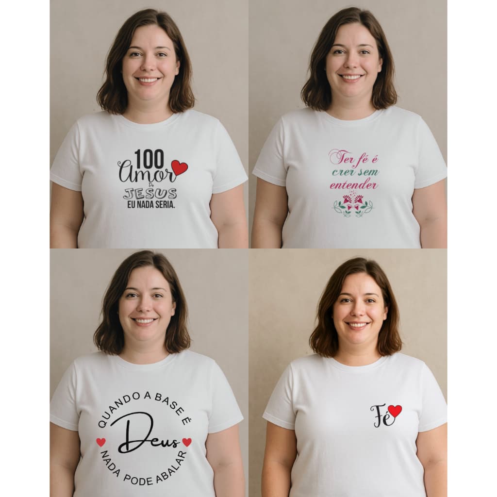 Kit 04 Camisetas cristãs religiosas, camisetas com palavras de Deus, camisetas com temas cristãs, camiseta Fé, blusas De