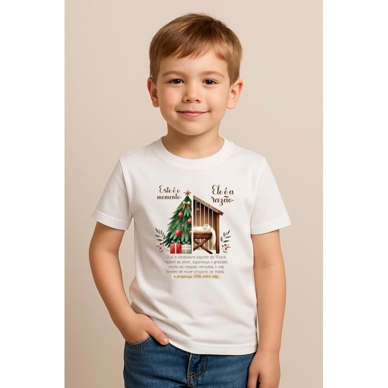 Camiseta Infantil Natalina Cristã Jesus é a Razão do Natal Camisa Infantil Cristã Presente