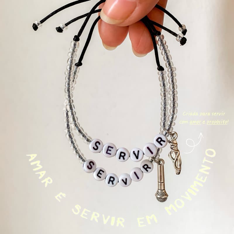 Pulseira Cristã SERVIR | Personalizável | Escolha até 4 Pingentes | Regulável | Ministério | Presente Cristão | Unissex