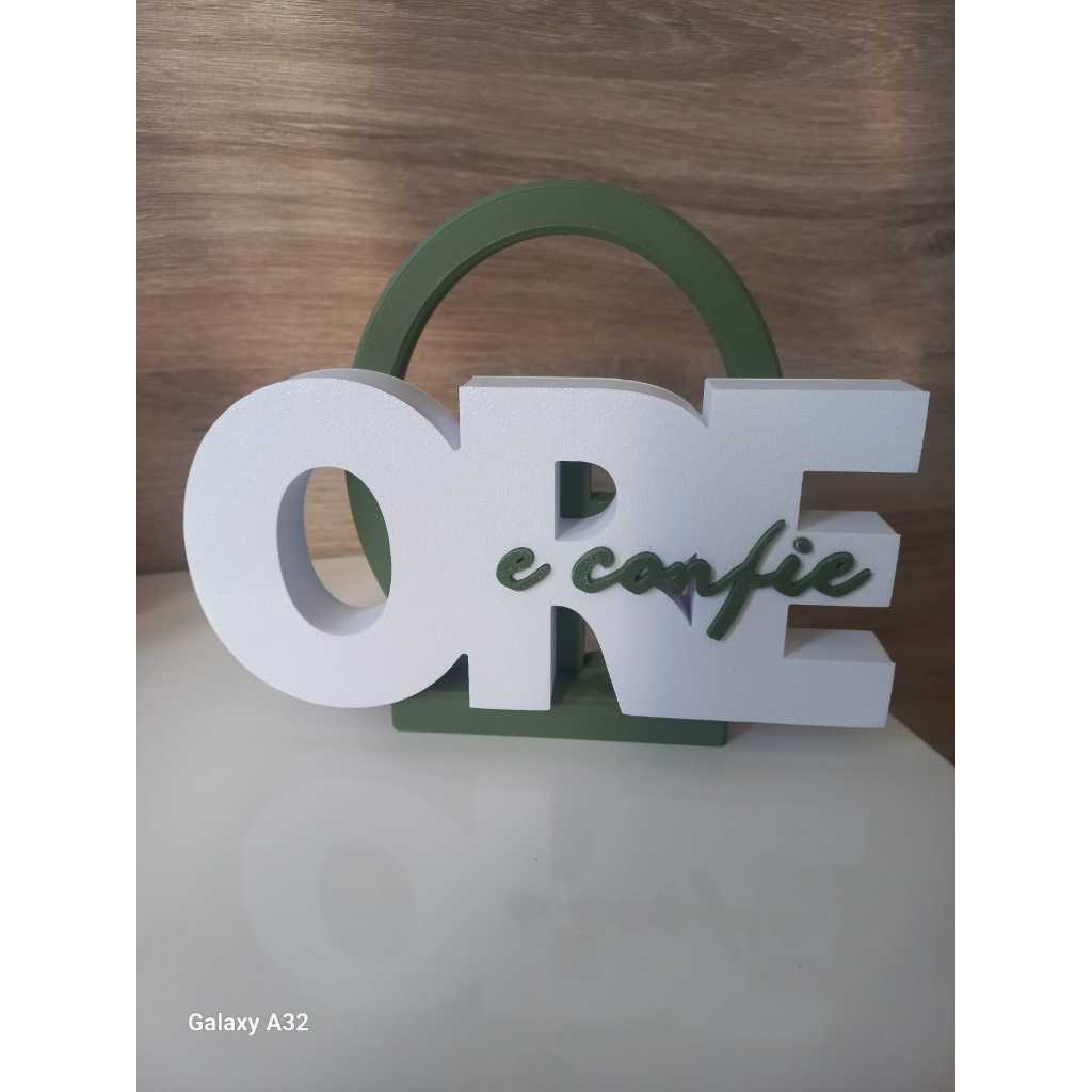 ORE e Confie Letreiro Decorativo Cristão Evangélico | Presente Cristão Moderno