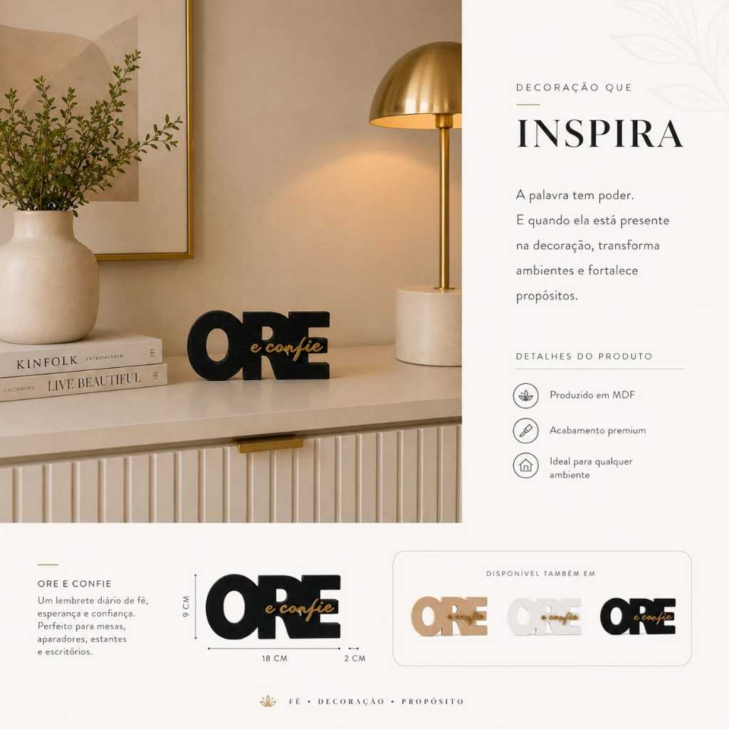 ORE e Confie Decorativo Cristão Decoração Evangélica para Sala, Quarto e Escritório | Presente Cristão Moderno