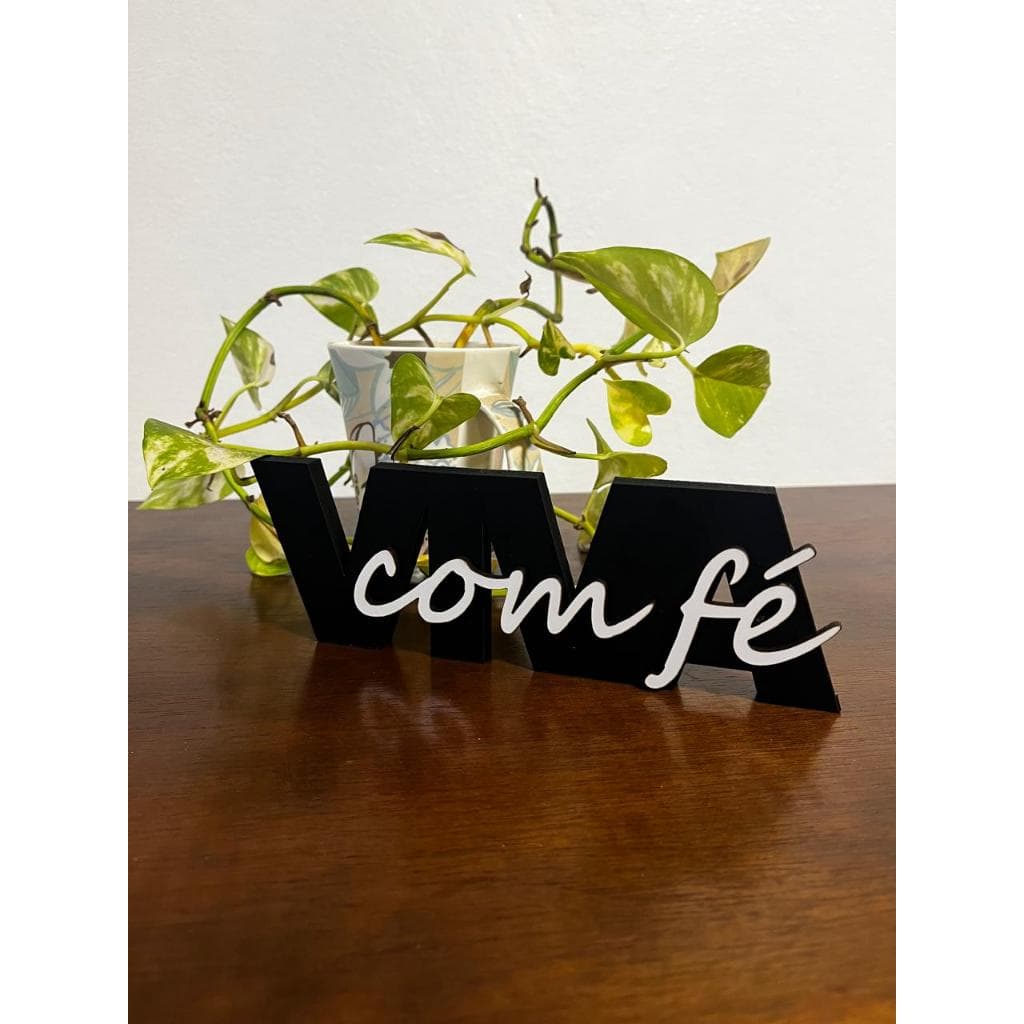 Decoração MDF - Decoração Cristã - presente criativo - presente Cristão - Corte laser - Frase 3D - Viva com Fé