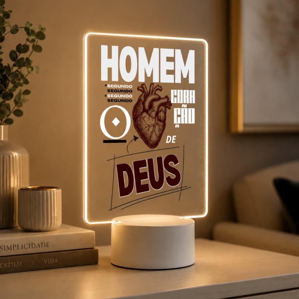 Abajur Presente Religioso Homem Evangelico Coração De Deus Para Presente Dia Pais Gospel Cristao