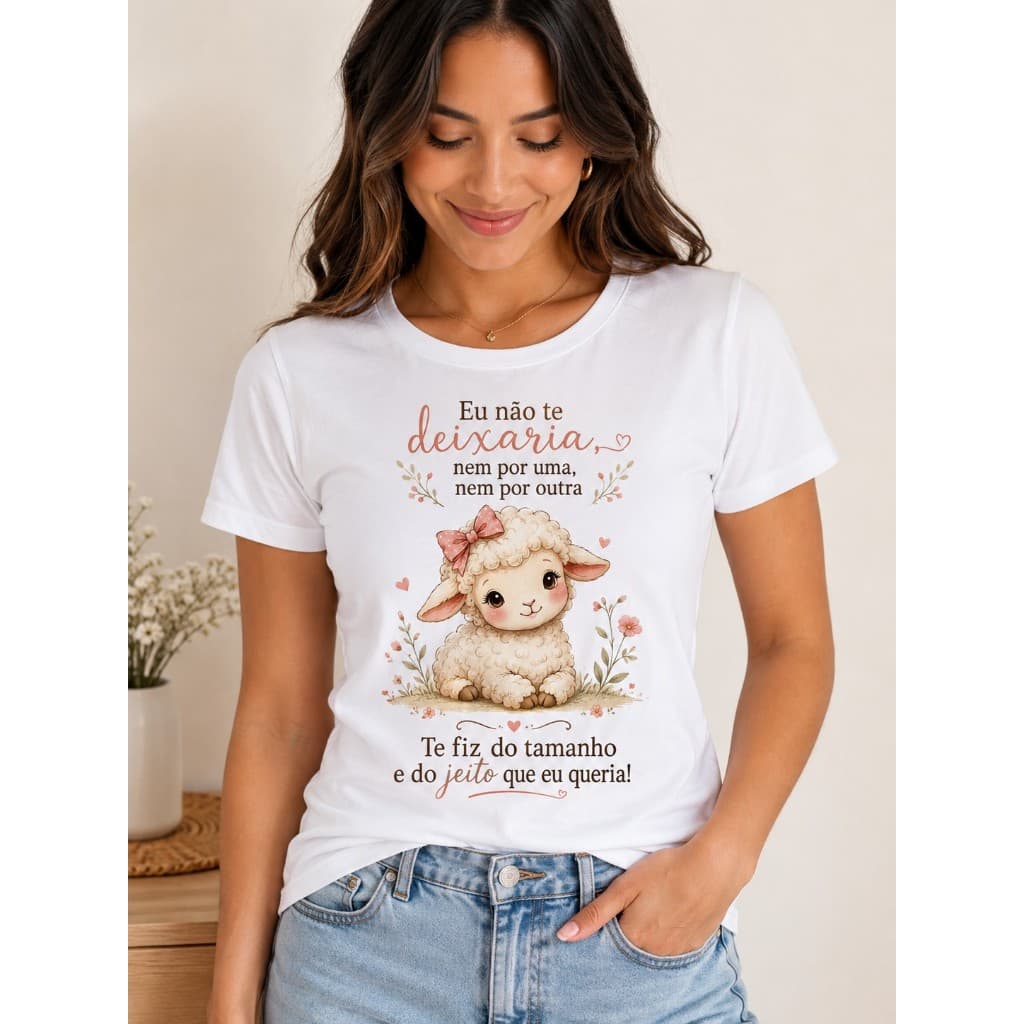 Camiseta Ovelinha Baby Look Feminina Eu não te deixaria I Ovelinha Cristã I Baby Look Evangélica I Camiseta Cristã