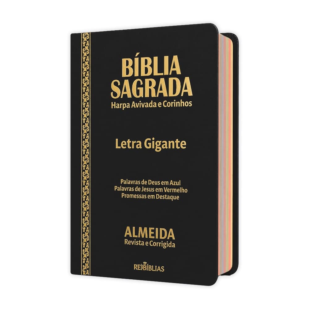Bíblia Sagrada - Gigante Luxo Preta | ARC - João Ferrerira de Almeida com Harpa e Índice por Cores