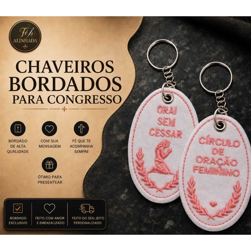 Chaveiro Cristão, Chaveiro Evangélico, Chaveiro Bordado, presente Cristão, Lembrancinha Igreja, Chaveiro  pra Congresso