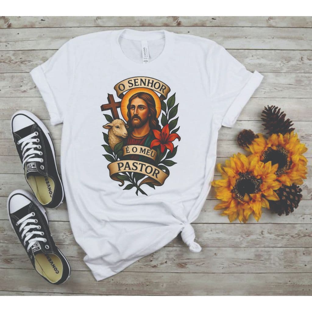 Camiseta UNISSEX Jesus O Senhor é Meu Pastor Cristão Babylook Religiosa Fé Cristã Camisa Jesus Cristo Estampa Cristã