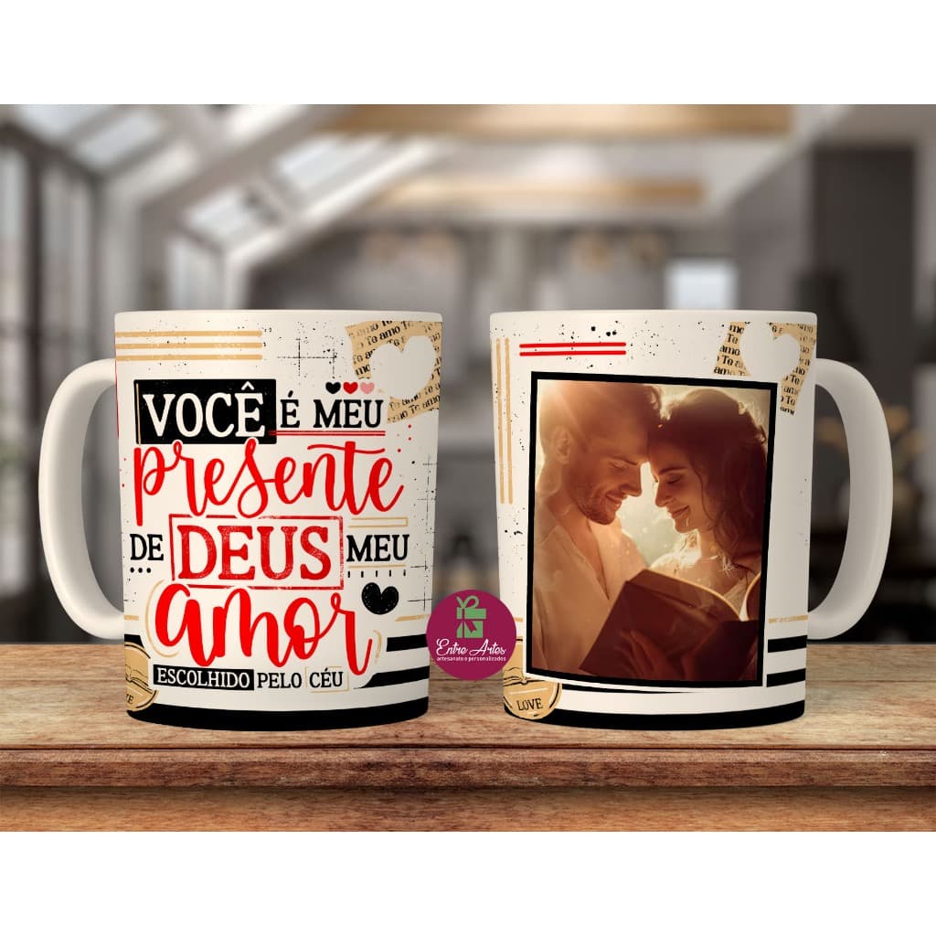 Caneca com foto namorados cristãos presente namorado cristã te amo dia dos namorados namorada Deus