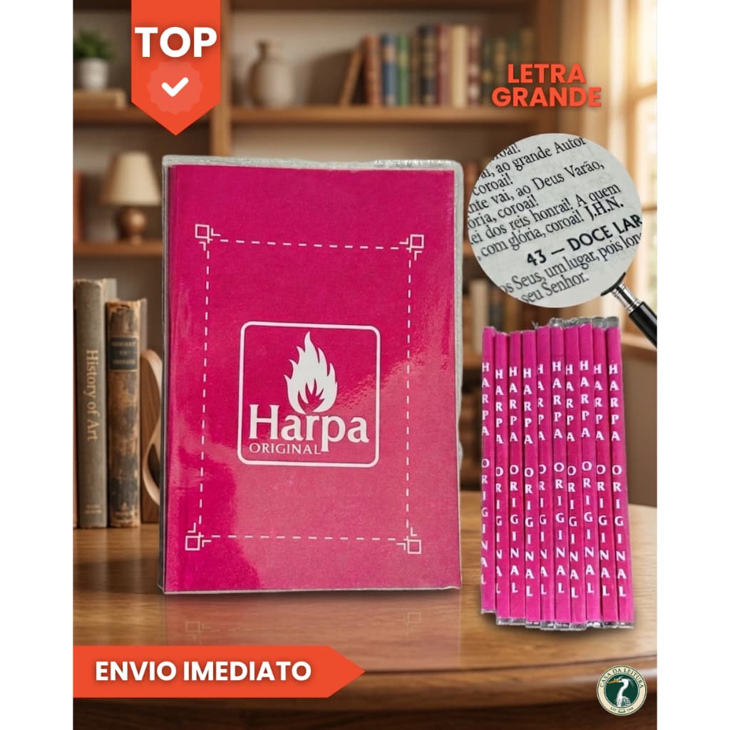 Kit 10 Harpas Cristã Original 680 Hinos da Harpa e Corinhos Com Capa Transparente Pequena e grande