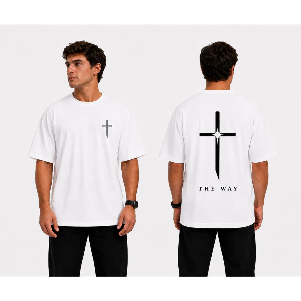 Camiseta Oversized Cruz The Way I Camiseta Premium I Camiseta Cristã I Camiseta Evangélica