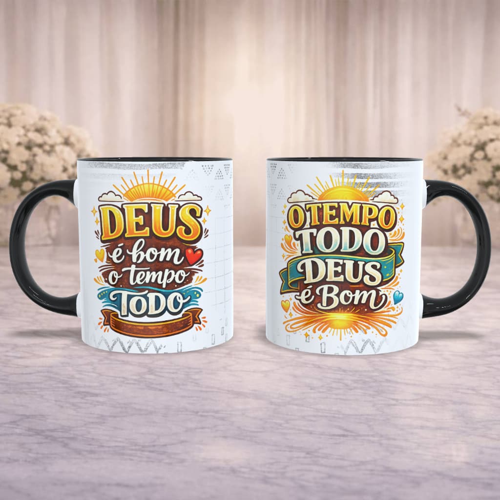 Caneca Personalizada Cristã | Deus é Bom o Tempo Todo | Presente Cristão