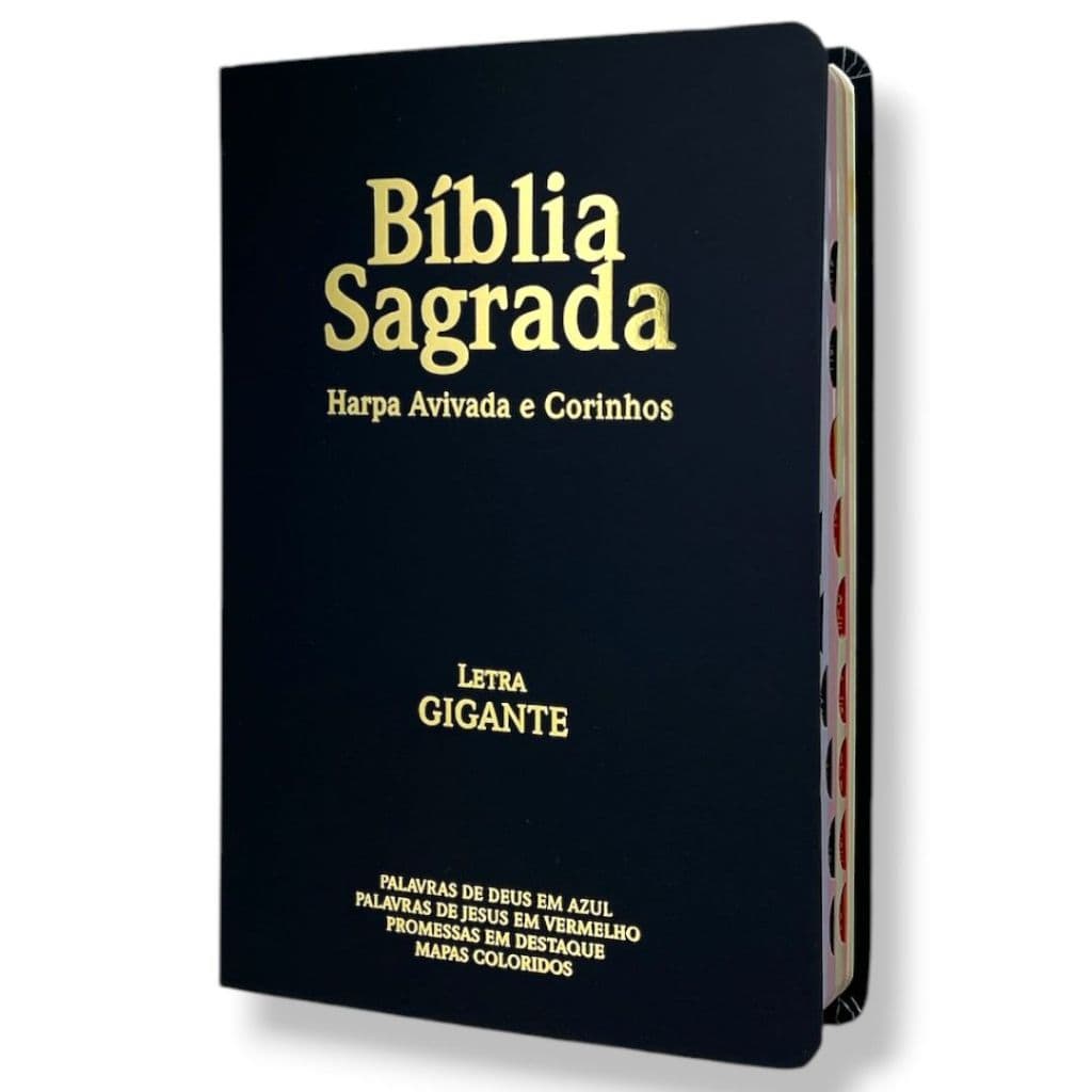 Bíblias Evangélica Cristã Letra Gigante Capa Flexível Cor Preta Arc Com Harpa e Índice PPM Masculina