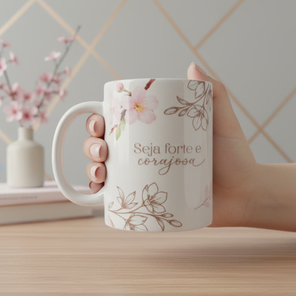 Caneca Cristã com Versículo Bíblico | Caneca Salmos 121:3 | Presente Evangélico |Presente Cristão 325ml Porcelana