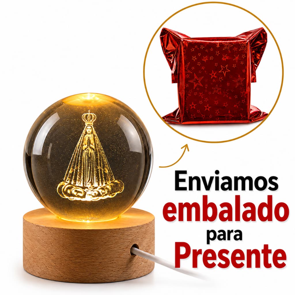 Luminária de Mesa Bola de Cristal Abajur para Sala Vintage Base Madeira Jesus Cristo 3D USB Bíblia