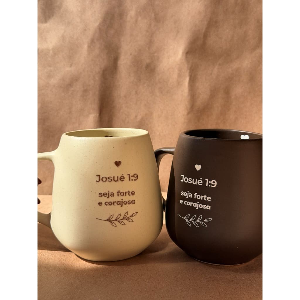 Caneca Cristã Minimalista Fosca 260ml | Café com Fé | Presente Cristão