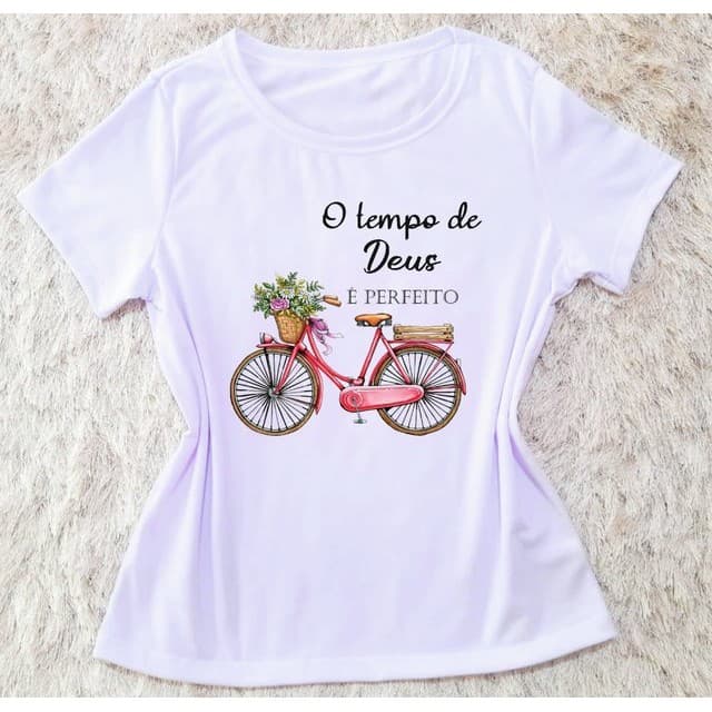 Camiseta Blusa Tshirt religiosa O tempo de Deus é Perfeito M ao G3 Plus Size, camiseta cristã, camiseta com tema religio