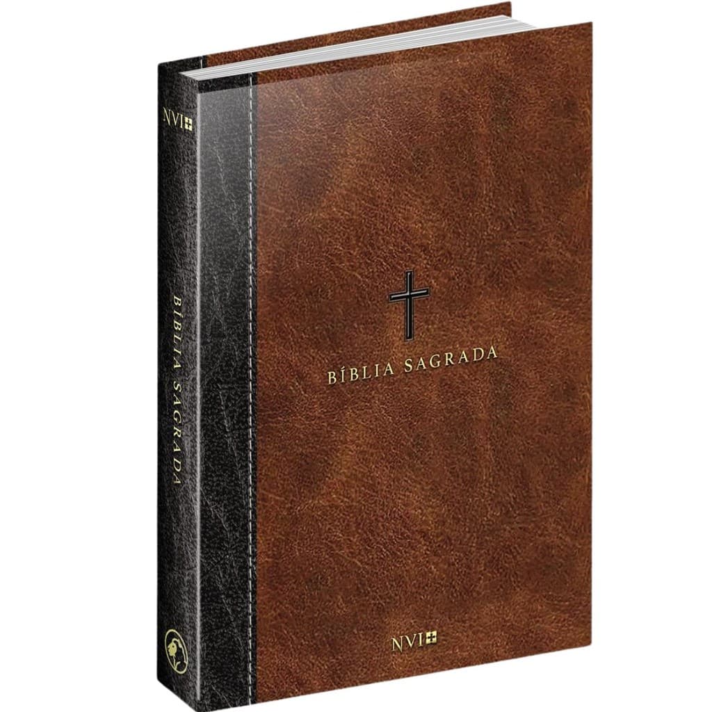 Bíblia Sagrada | NVI | Letra Normal | Capa Dura com Fitilho | Capa Luxo Cruz Marrom