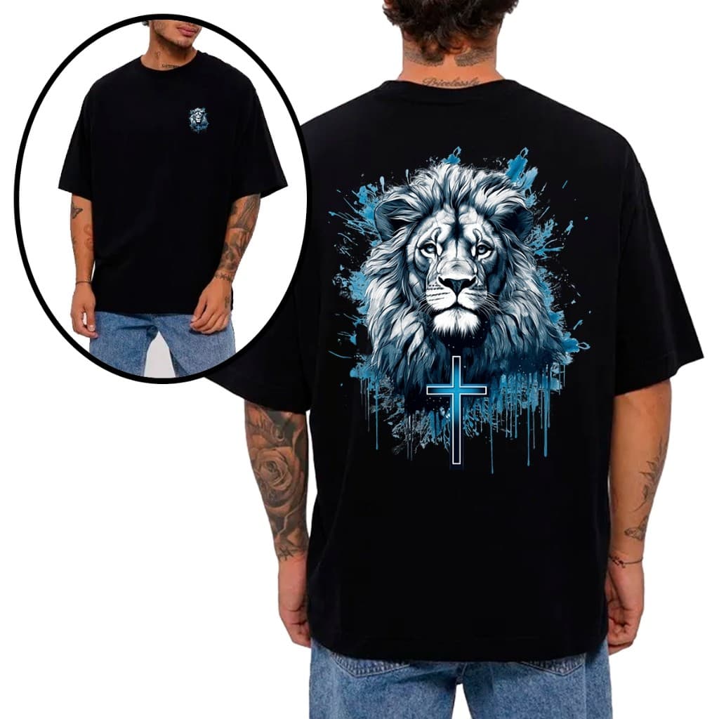Camiseta T-shirt 100 Algodão Masculina Estampa Gospel Jesus Salva Gospel Fé Malha Premium