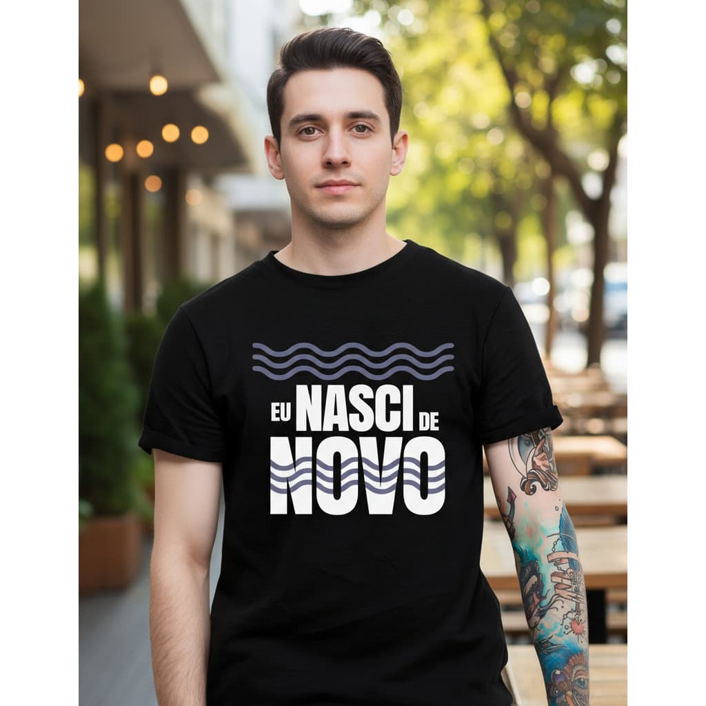 Camiseta Gospel Batismo Evangélico Eu Nasci De Novo Gospel.