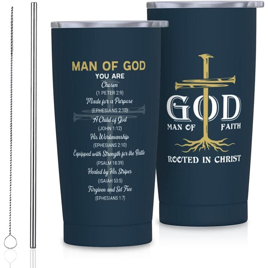 Presentes Cristãos para Homens, Presentes Religiosos para Homens, Caneca Térmica de 20oz para Homem Cristão, Caneca de V