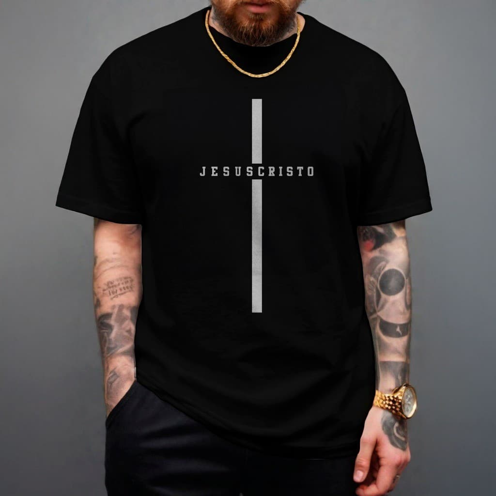 Camiseta Cristã evangélica Cruz Camiseta 100% algodão Camisa Cristã estampado