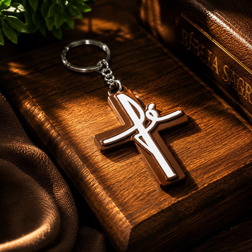 Chaveiro Fé Cristão em Plástico Chaveiro Religioso Evangélico | Lembrancinha Gospel | Presente Cristão Inspirador