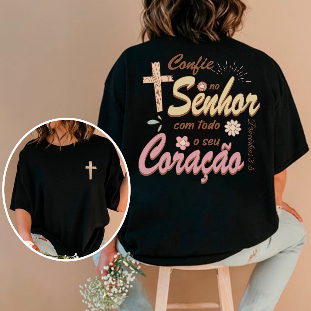 Camiseta Gospel Unissex Camisa De Algodão Evangélica Confie No Senhor Blusa Gospel
