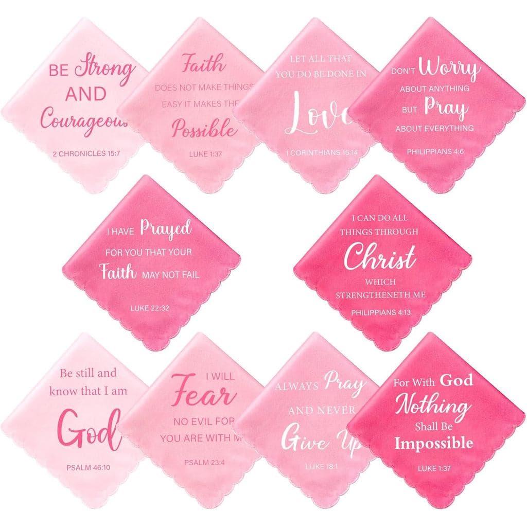 Presente Cristão Rosa para o Dia das Mães, Lenços de Algodão com Versículos Bíblicos para Mulheres, Presentes para Senho