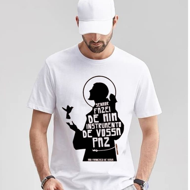 T-shirt Premium Camiseta t-shirt  camiseta masculina ,moda cristão SÃO FRANCISCO DE ASSIS plus size, homem cristão, Deus
