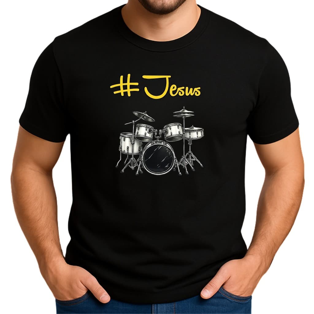 Camiseta Góspel Masculina 100% Algodão Blusa Cristã Góspel Estampa # Jesus Bateria Para Músicos Louve ao Senhor