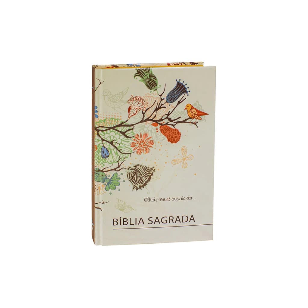 Bíblia Sagrada Almeida Revista e Corrigida - Capa Pássaro | SBB | Bíblia Sagrada Econômica com beira pintada em amarelo